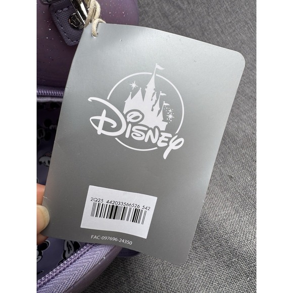 Disney Mickey Mouse Glitter Lavender Crossbody Bag Purse Bag New With Tags - Picture 4 of 6